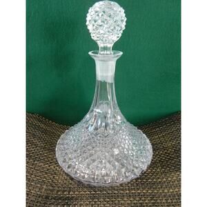 Vintage Empoli Lead Crystal Diamond Point Ships Decanter ~ made in Italy
